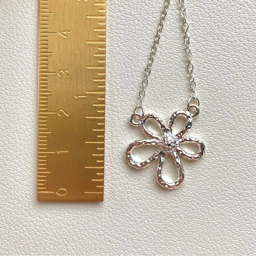 Silver Flower Pendant Necklace - Picture 2 of 2